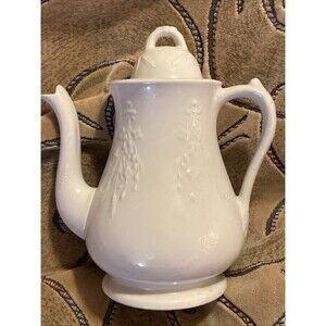 Antique 1880s  Powell & Bishop WHITE IRONSTONE LILY OF THE VALLEY TEAPOT England